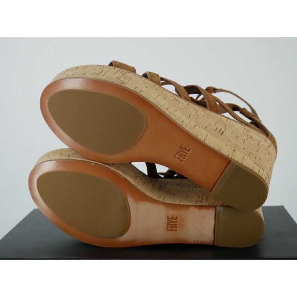 NWT FRYE Heather Gladiator Wedge Platforms Cognac 7 - Picture 5 of 6